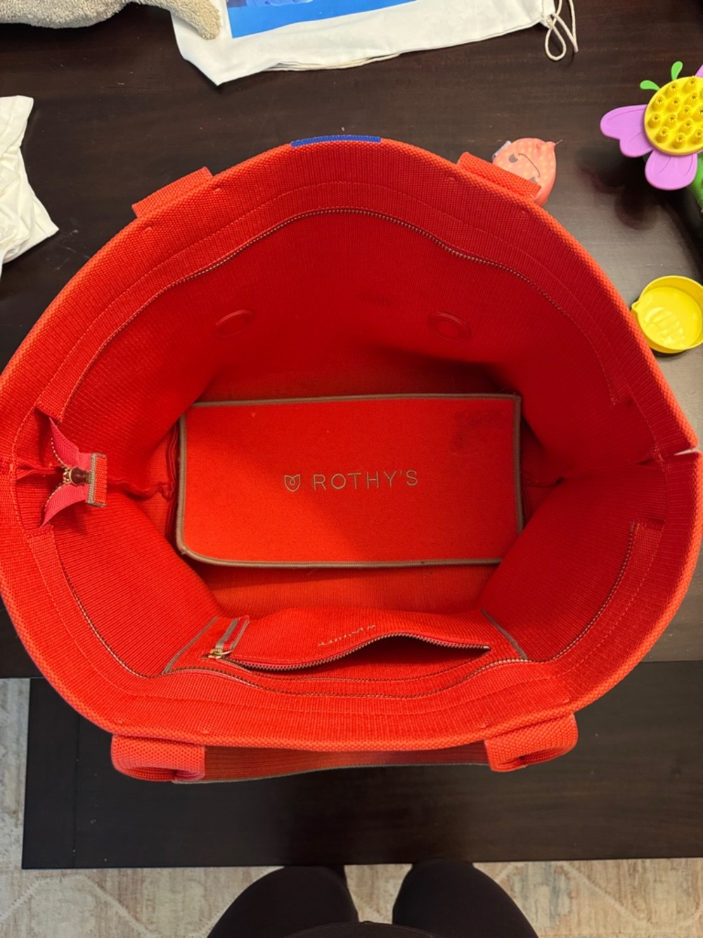 Rothy’s Orange  Tote Bag with Dual Shoulder Straps and zip closure - Picture 3 of 6